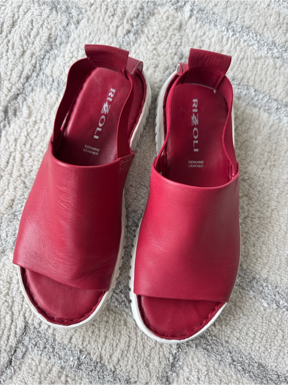 Rizoli Red Genuine Leather Ivoire Slingback slight Platform padded bed Sandals 8